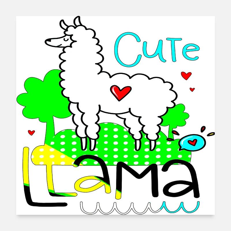 mignon lama pensées positives heureux Poster 60 x 60 cm