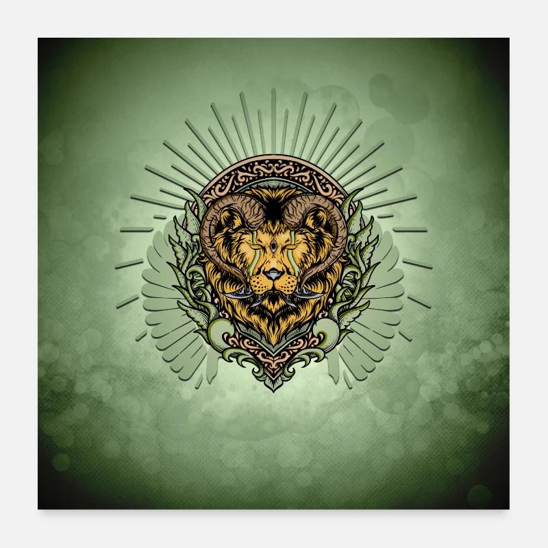 Impressionnant lion à cornes Poster 60 x 60 cm