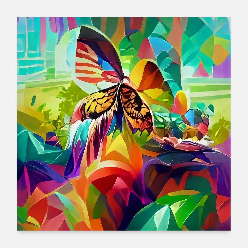 Style rétro psychédélique coloré et psychédélique Poster 60 x 60 cm