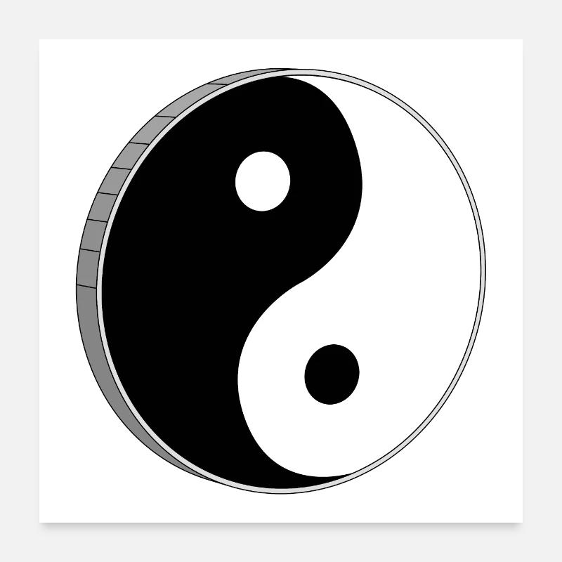 Yin Yang Black And White Symbol Poster 24" x 24" (60x60 cm)