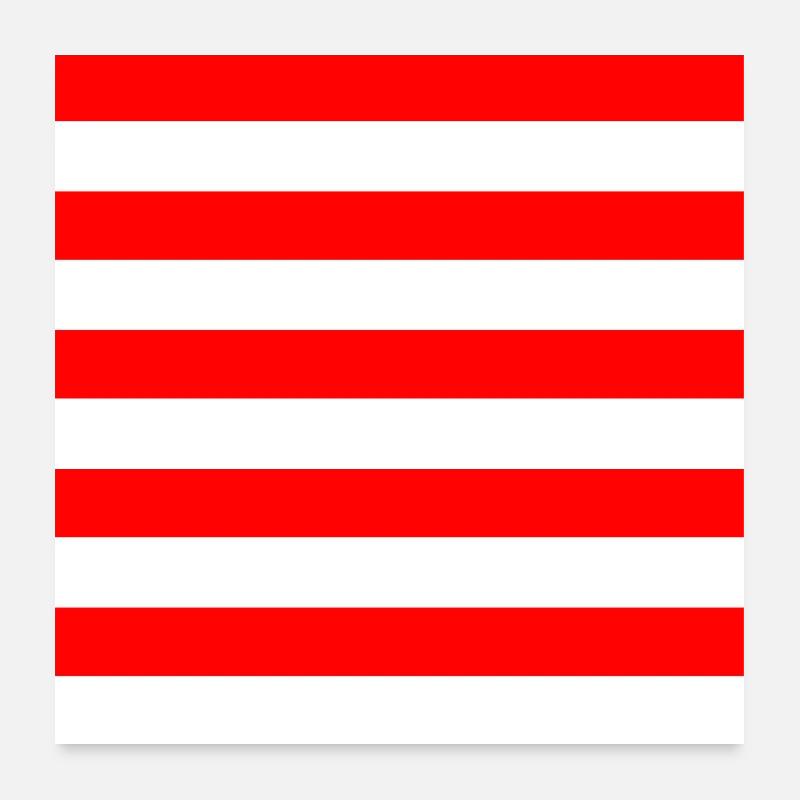 Røde og hvide USA farve flag striber - Poster 60x60 cm - hvid