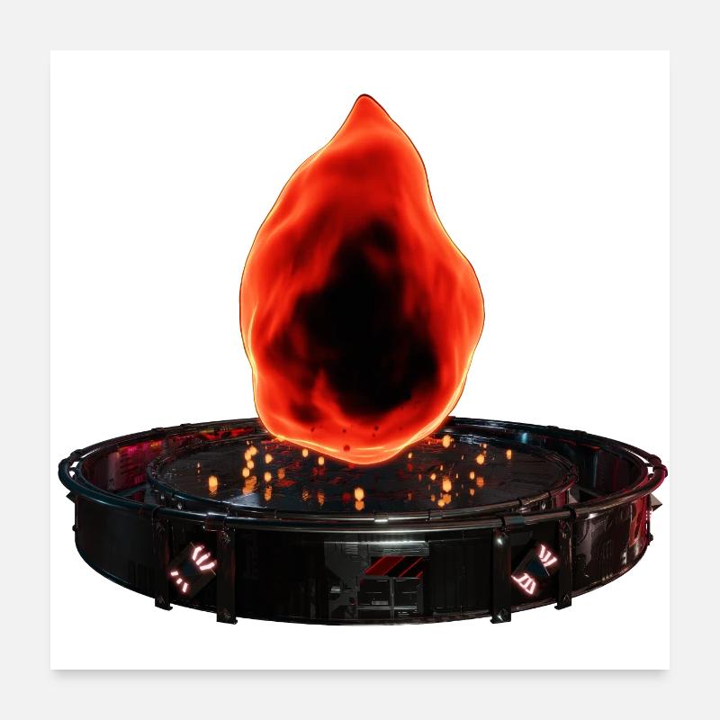 Stilisiertes Feuer in Sci-Fi-Plataform Poster 60x60 cm