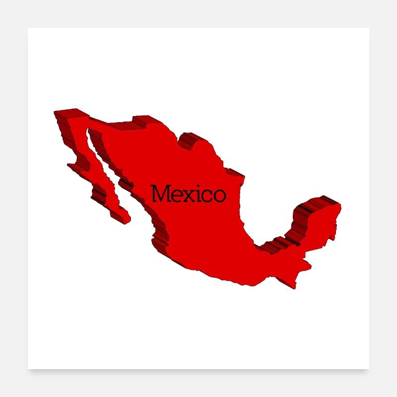 Carte 3D du Mexique Poster 60 x 60 cm