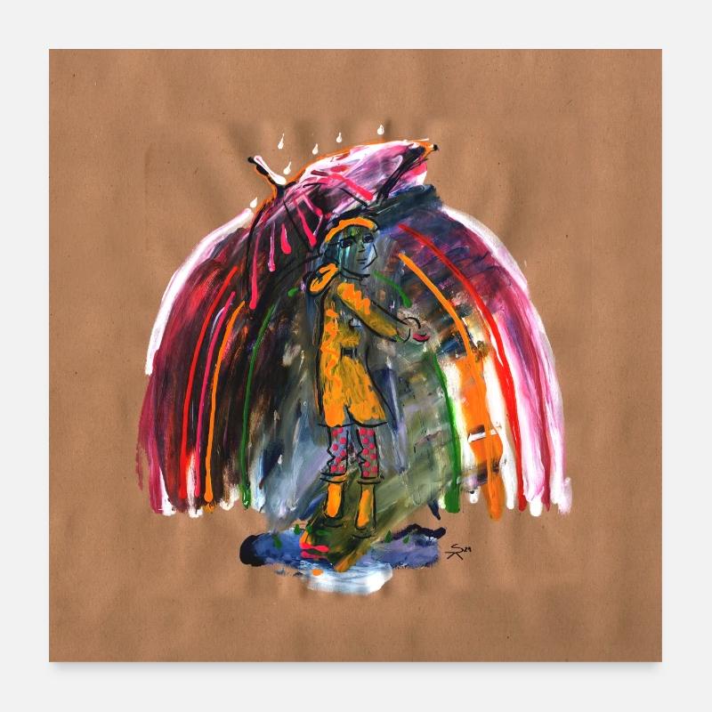 Girl mit Regenschirm Poster 60x60 cm