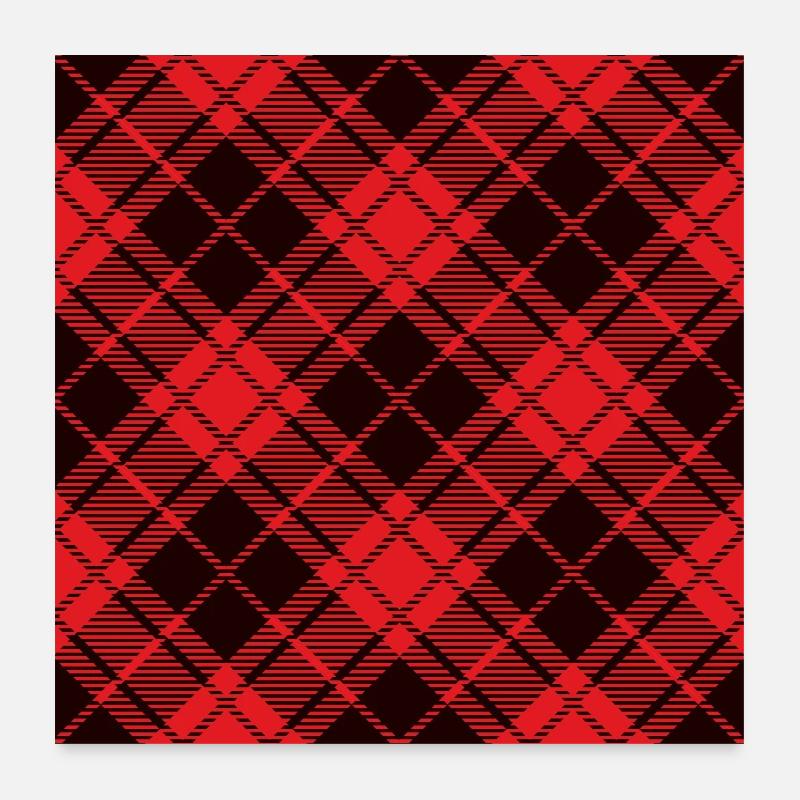 Rotes und schwarzes Flanell-Büffelmuster Poster 60x60 cm