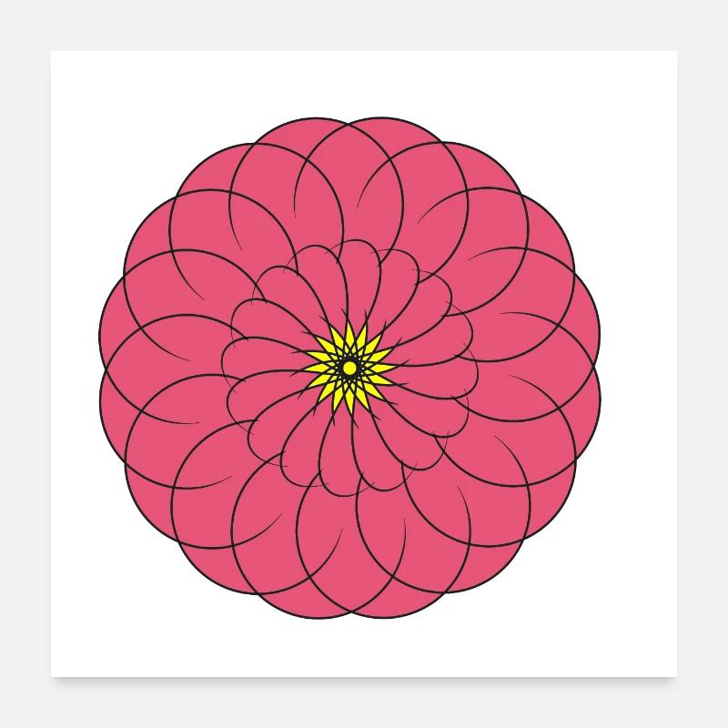 symmetrical pink and yellow flower Poster 24" x 24" (60x60 cm)