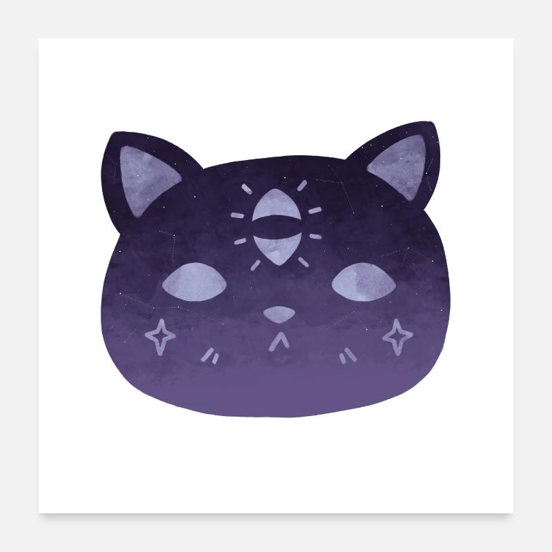 Chat Sorcière Troisième Œil Poster 60 x 60 cm