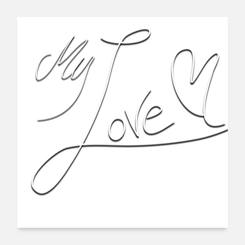 Mon amour l’écriture manuscrite - Poster 60 x 60 cm - blanc