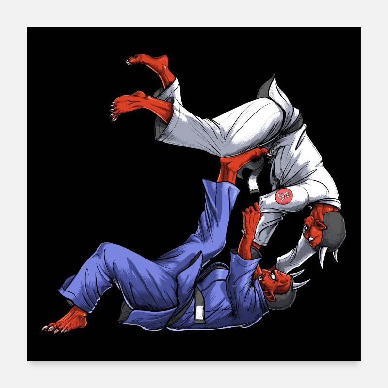 Judo Lutte des Démons Japonais Poster 60 x 60 cm