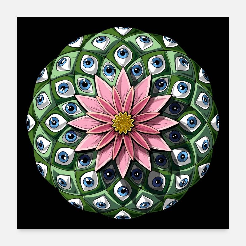 Psychedelischer Peyote-Kaktus Poster 60x60 cm
