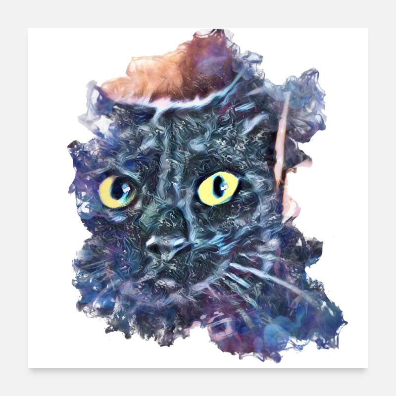 black cat, head, Minya 01 Poster 24" x 24" (60x60 cm)