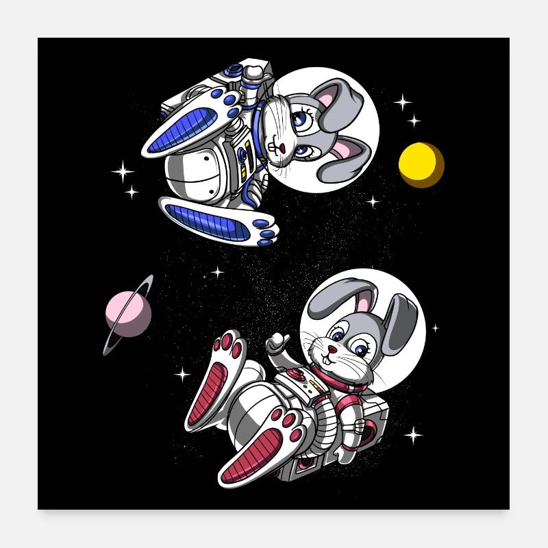 Rabbit Space Astronauts Poster 24" x 24" (60x60 cm)