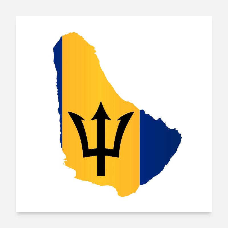 Barbados Islands In Silhouette With Flag Poster 24" x 24" (60x60 cm)