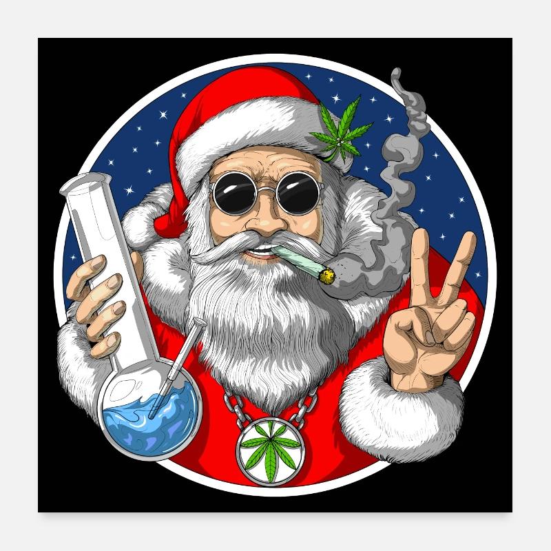 Weihnachtsmann rauchen Gras Poster 60x60 cm