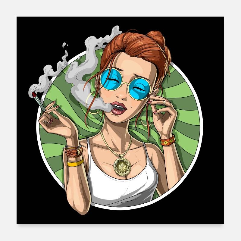 Kiffermädchen raucht Gras Poster 60x60 cm