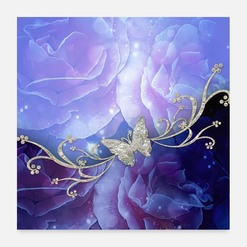 fleurs, floral, fleur, élégance, décoratif, s Poster 60 x 60 cm