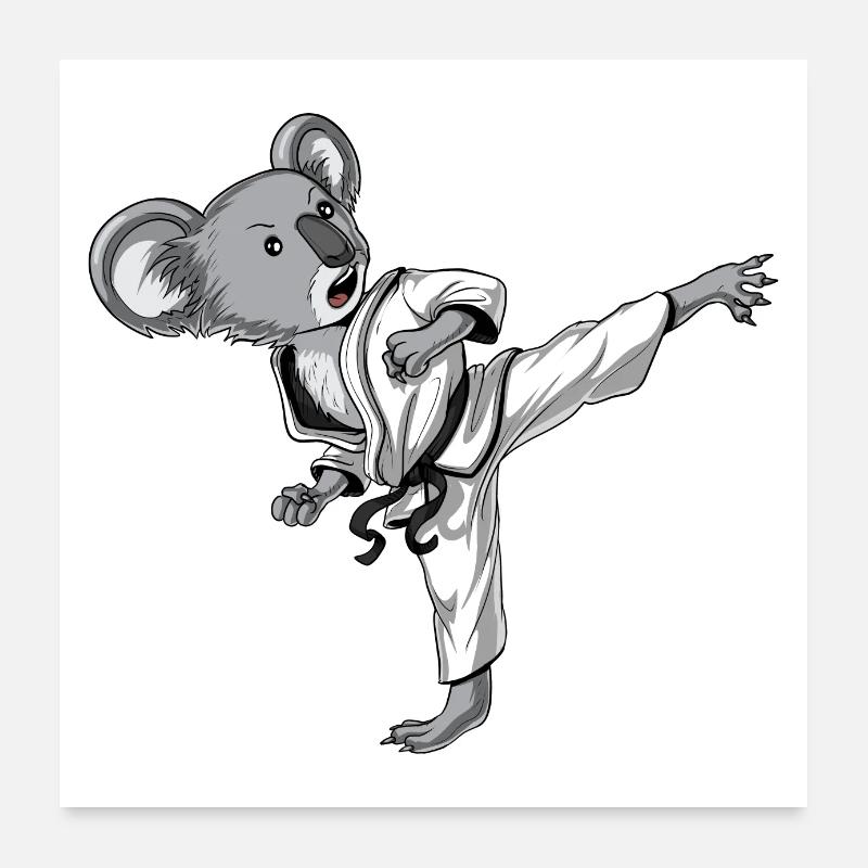 Koala Bear Karate - Poster 24" x 24" (60x60 cm) - white