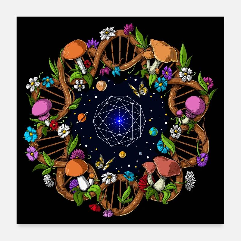 Floral Nature Sacred Geometry Poster 24" x 24" (60x60 cm)