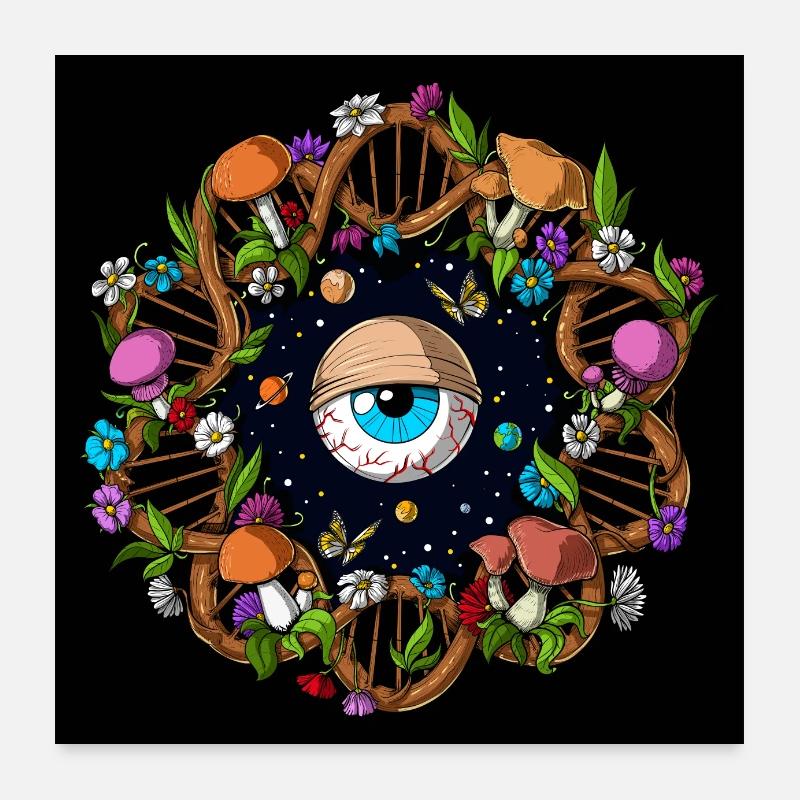 Chaîne d’ADN psychédélique Poster 60 x 60 cm