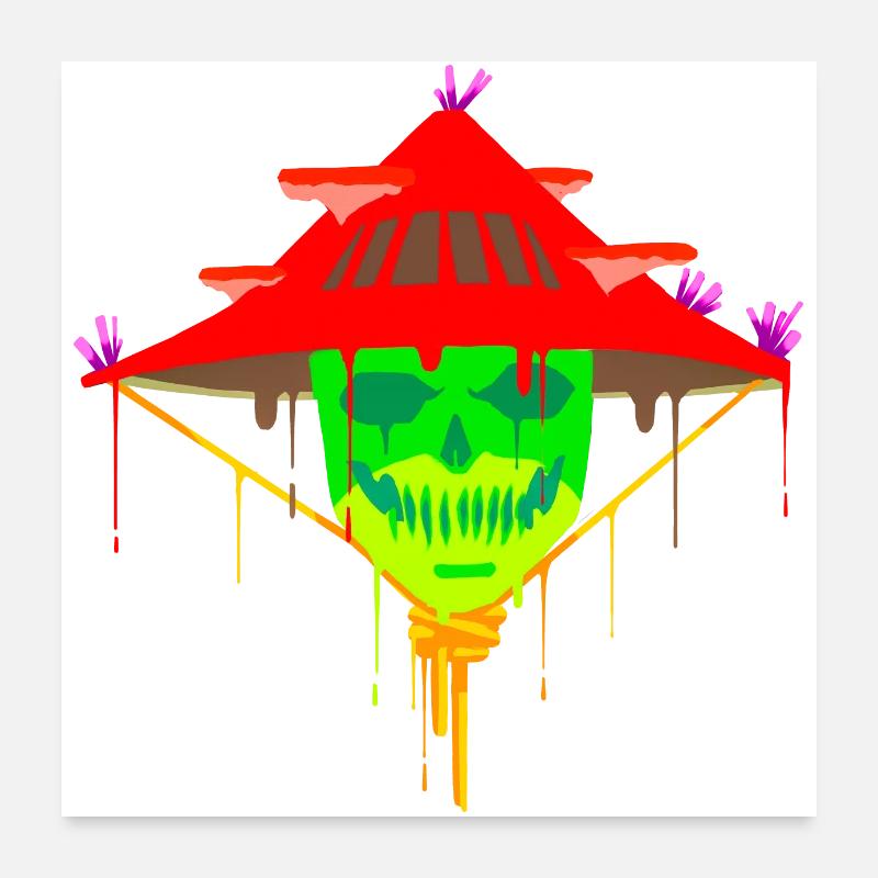 Un beau et drôle champignon Amigasa Design Poster 60 x 60 cm