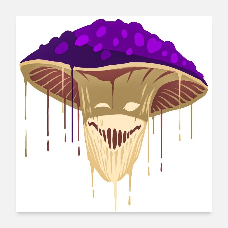 Un beau et amusant design de champignon myconide Poster 60 x 60 cm