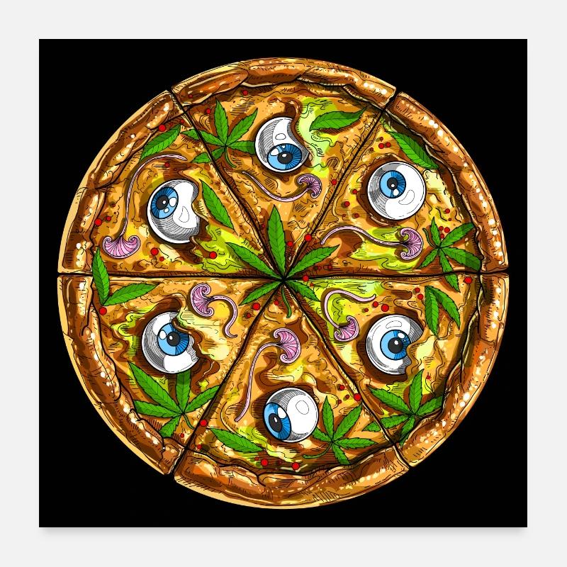 Psychedelische Pizza Poster 60x60 cm