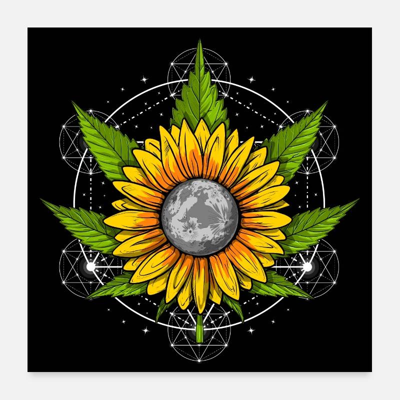 Weed Sunflower Hippie Poster 24" x 24" (60x60 cm)