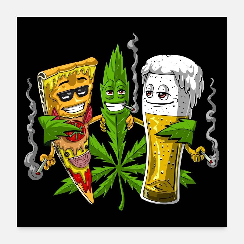 Weed Beer Pizza Poster 60x60 cm