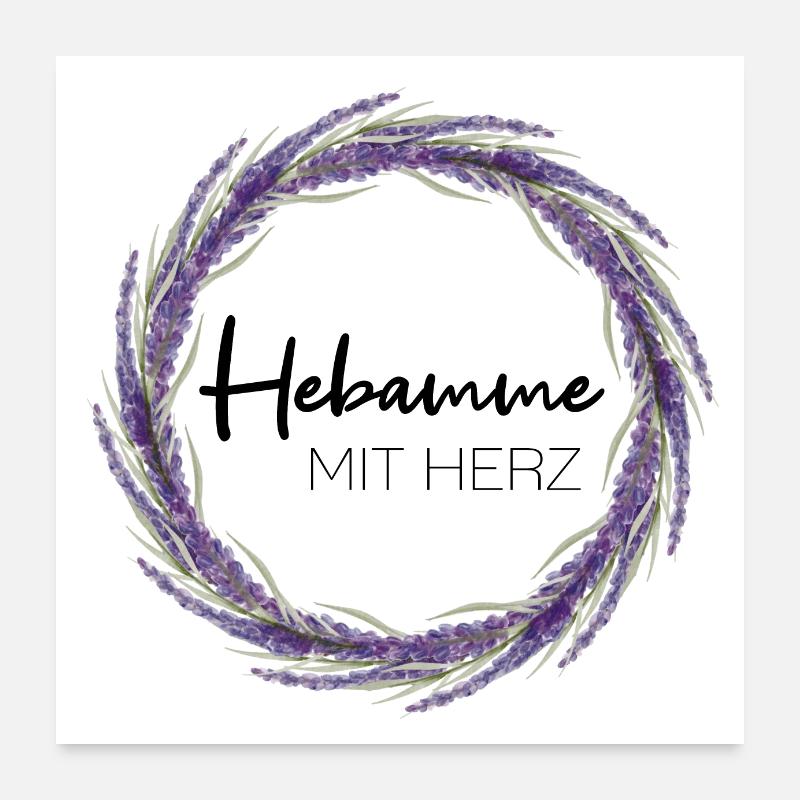 Hebamme mit Herz Poster 60x60 cm
