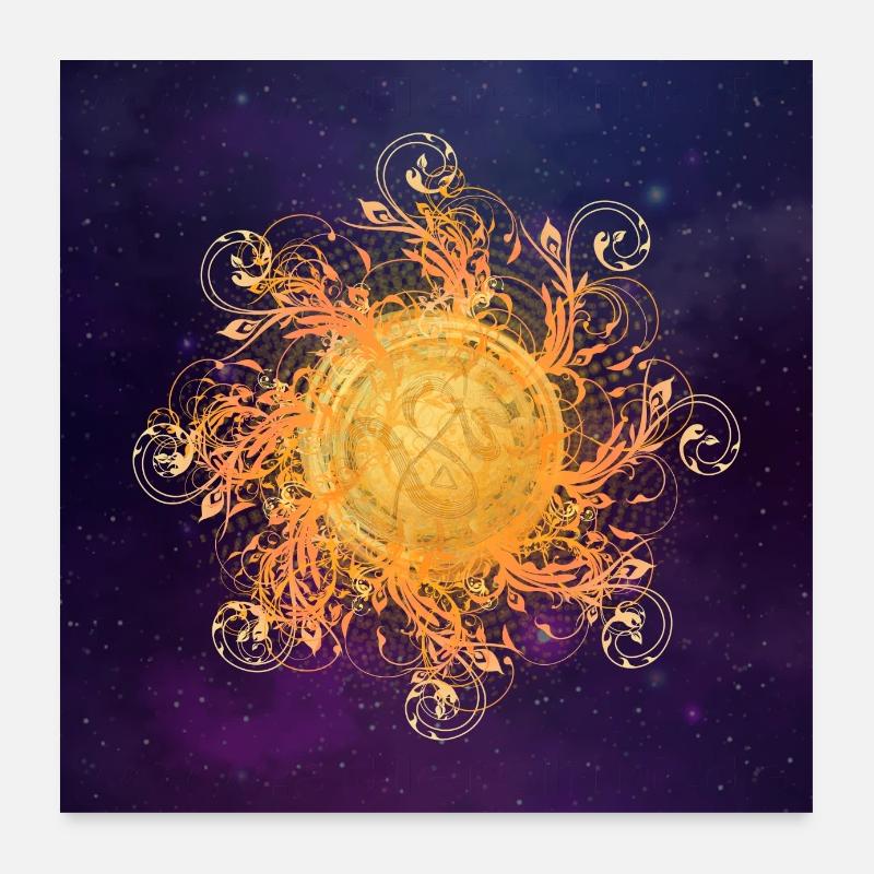 verschnörkelter Lichtwirbel, Sonne, SSL - Universu - Poster 60x60 cm - Weiß