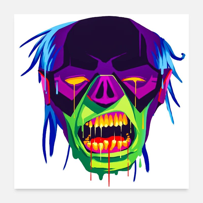 Un design de zombie magnifique et effrayant Poster 60 x 60 cm