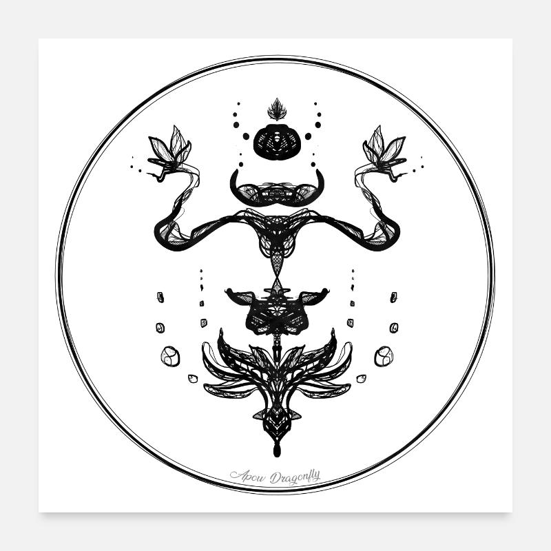 Mystic Collection ~ schwarzes Tattoo ~ n°5 - Poster 60x60 cm - Weiß