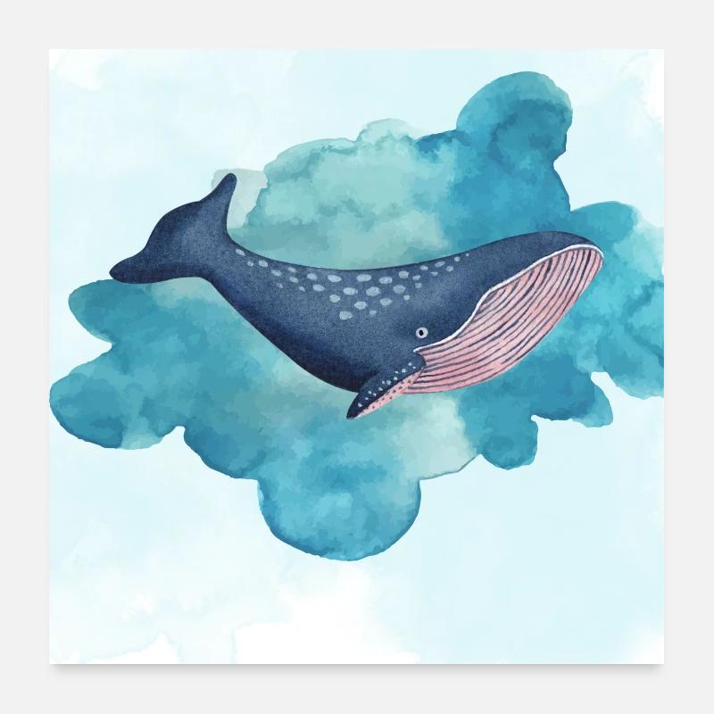 Baleine nage Poster 60 x 60 cm