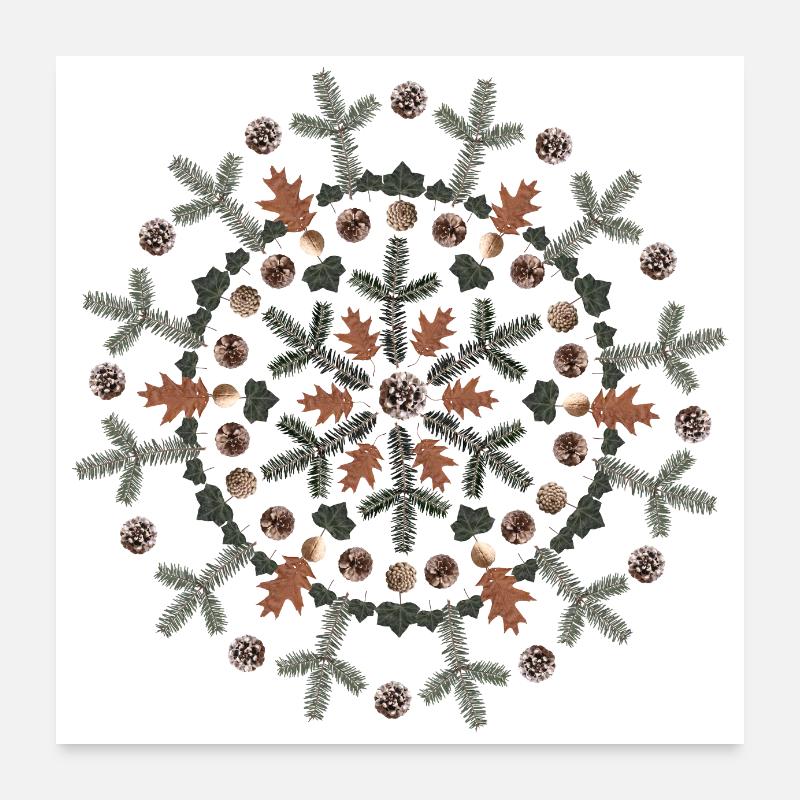 Wintermandala - Poster 60x60 cm - Weiß