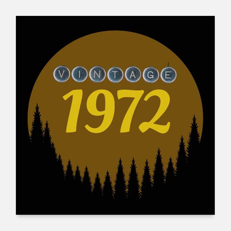 Cool Vintage 1972 retro forest sunset background Poster 24" x 24" (60x60 cm)
