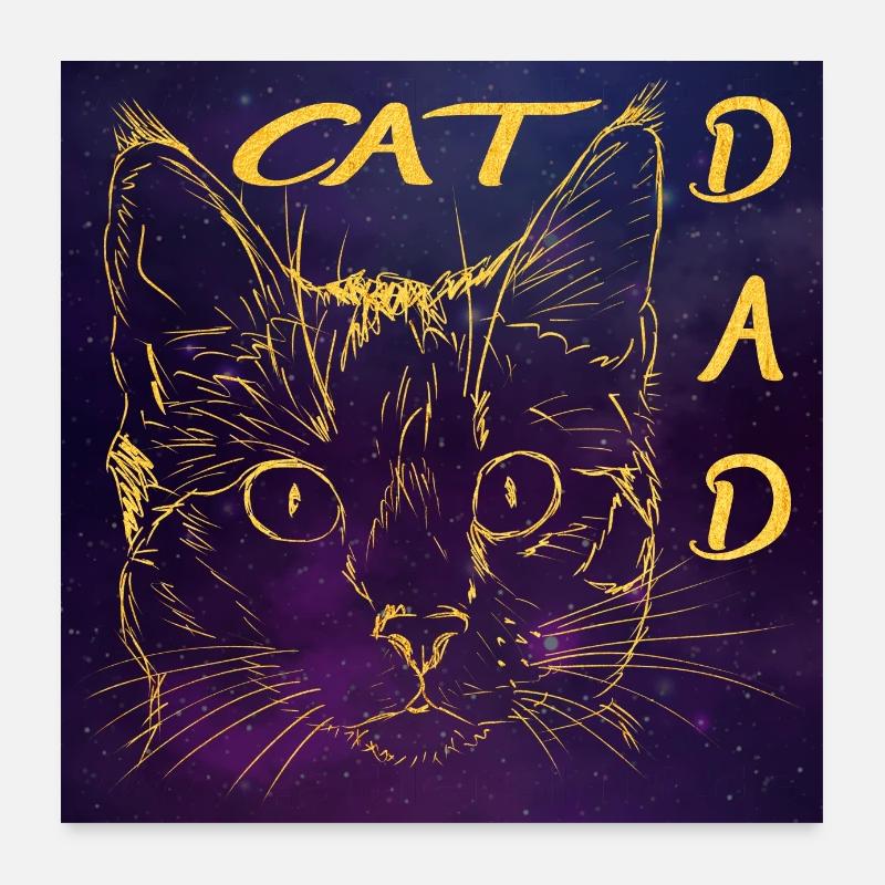 Cat Dad - Cat Father - Cat Head - Universe Poster 24" x 24" (60x60 cm)