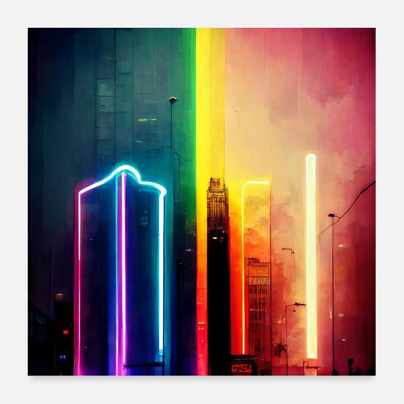 Pride Regenbogen Liebe Neonlichter Poster 60x60 cm