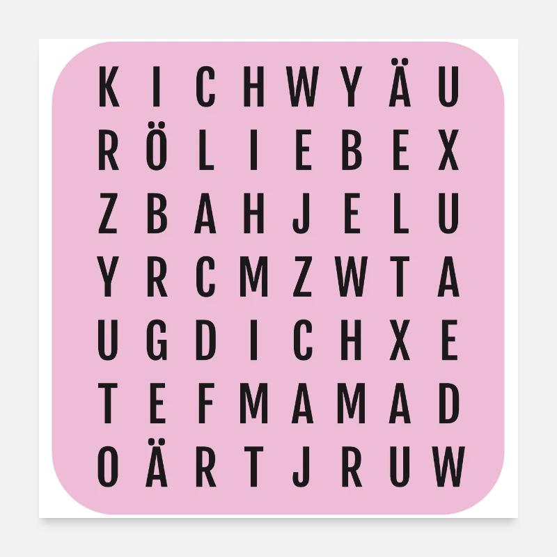Wortsuch Ich liebe dich Mama shirt Poster 60x60 cm