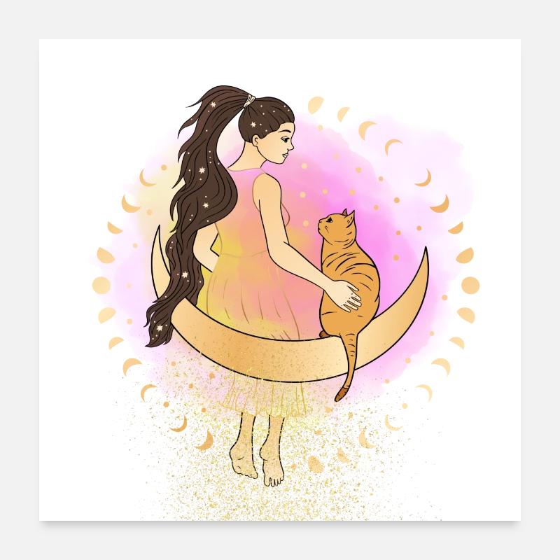 Goddess and her cat Poster 24" x 24" (60x60 cm)