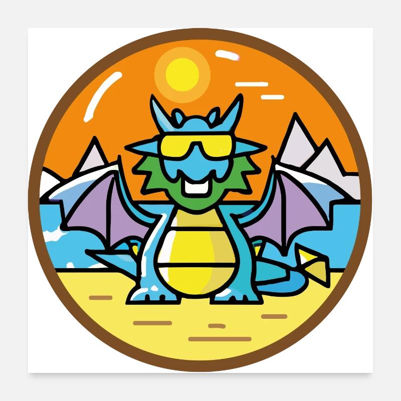 Dragon sur la plage Poster 60 x 60 cm