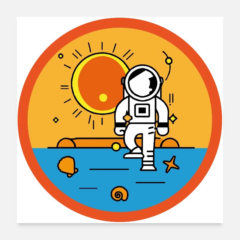 Astronaute sur la plage au soleil Poster 60 x 60 cm