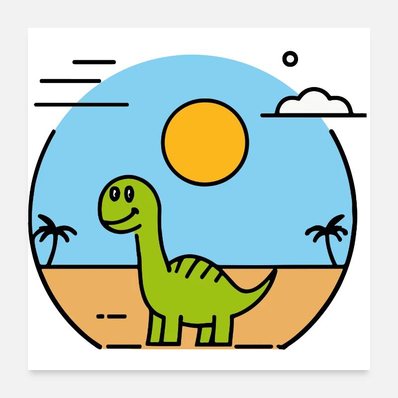 Dinosaurs on the beach Poster 24" x 24" (60x60 cm)