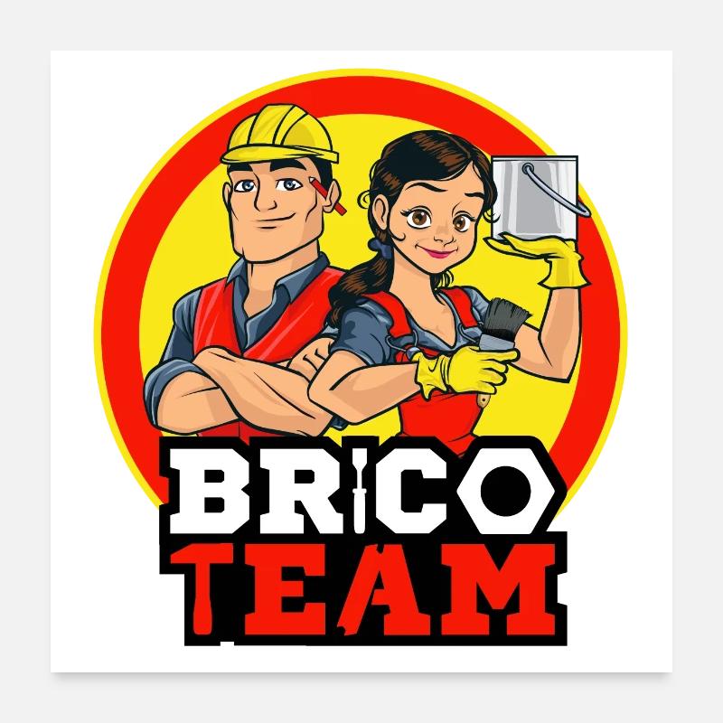 BRICO TEAM - Poster 60 x 60 cm - blanc