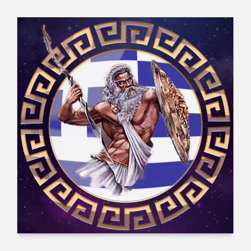 Ornement du drapeau grec Zeus - Univers Poster 60 x 60 cm