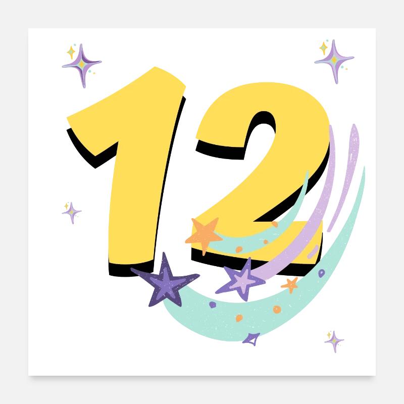 12e anniversaire (Cadeau de 12 ans) Poster 60 x 60 cm