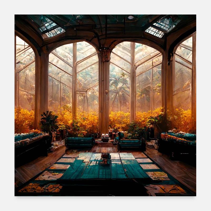 Victorian Hall au bord de la forêt Poster 60 x 60 cm