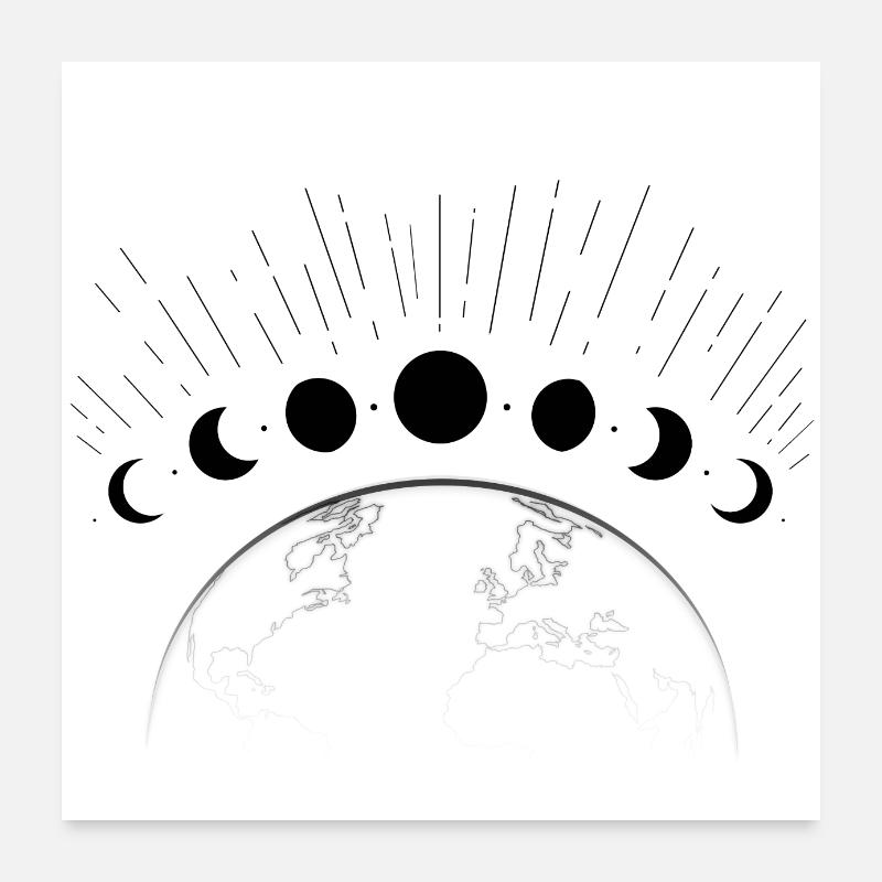 Cycle lunaire noir Poster 60 x 60 cm