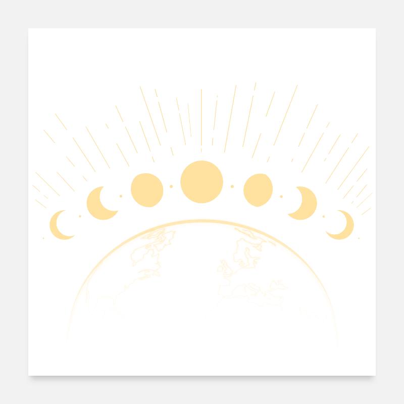 lunar cycle planet Earth yellow Poster 24" x 24" (60x60 cm)