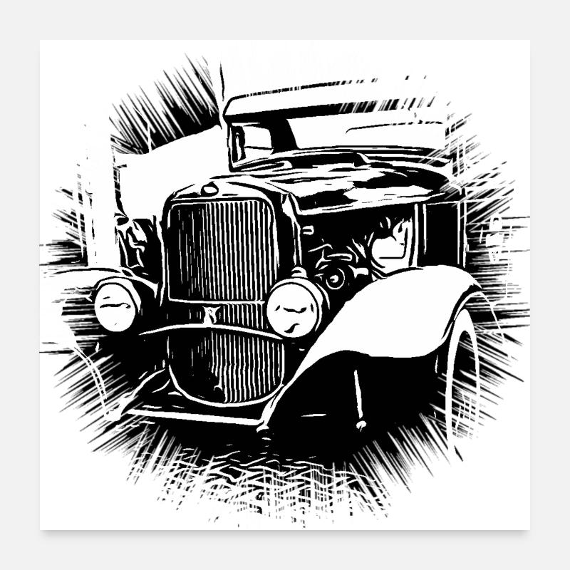 Auto - Poster 60x60 cm - Weiß