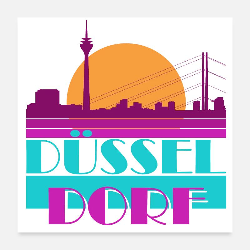 Düsseldorf Miami Vice Style Poster 60x60 cm